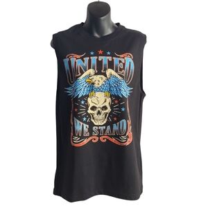 Celebrate Patriotic Motorcycle Shirt  Men's Black Sleeveless Eagle Skull Size S
